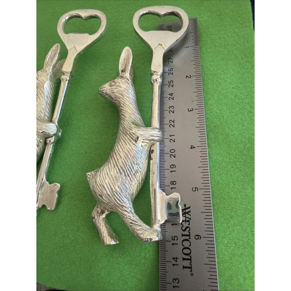 Anthropologie Easter Bunny Rabbit Bottle Opener Silver Key Metal Set Of 2